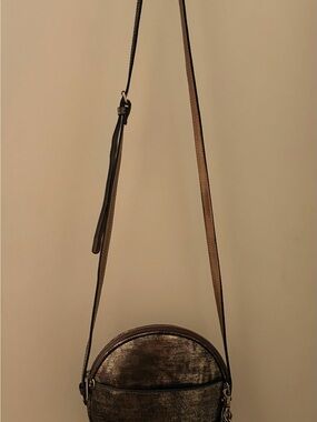 Patricia Nash Metallic Bronze Round Crossbody Bag